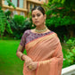 Vishnu Weaves Women's Orange Linen Cotton Bandhani Woven Saree with Blouse - Swadesiicart