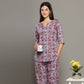 Breathables Women Cotton Printed Loungewear Kurta And Pants Co-Ord Set Pink I Night Wear | Floral Print