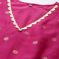Ahalyaa Women's Pink Chanderi Gold Foil Print Dress | Swadesiicart