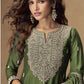Vegaa Fashion Green Chinon Silk Embroidered Palazzo Suit - Swadesiicart