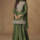 Vegaa Fashion Green Chinon Silk Embroidered Palazzo Suit - Swadesiicart