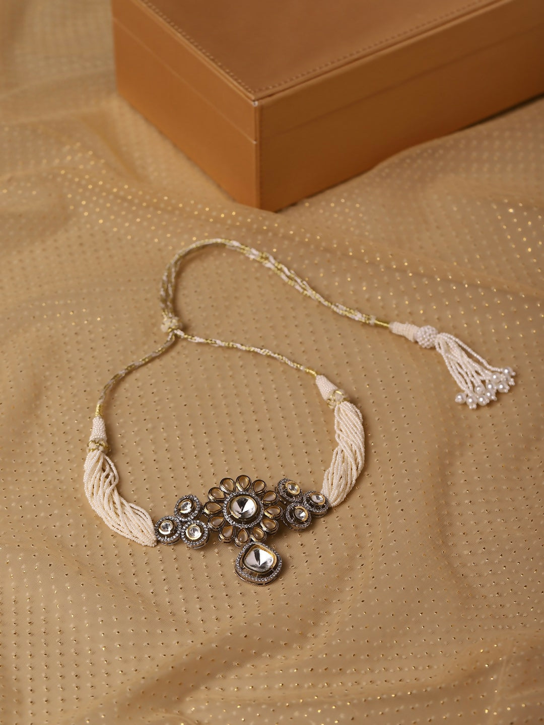 Flower Kundan Choker with Pearls- Ruby Raang | Swadesiicart