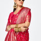 Vellora Rani Pink Premium Banarasi Silk Saree with Rich Golden Zari | Swadesiicart