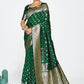 Vellora Emerald Green Banarasi Silk Saree with Antique Golden Zari | Swadesiicart