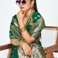 Vellora Emerald Green Banarasi Silk Saree with Antique Golden Zari | Swadesiicart