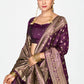 Vellora Wine Purple Zari Woven Banarasi Silk Saree | Swadesiicart