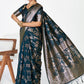 Vellora Navy Blue Banarasi Silk Saree with Rich Zari Weaving | Swadesiicart