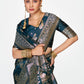 Vellora Navy Blue Banarasi Silk Saree with Rich Zari Weaving | Swadesiicart