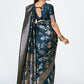 Vellora Navy Blue Banarasi Silk Saree with Rich Zari Weaving | Swadesiicart