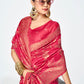 Vellora Rani Pink Banarasi Silk Saree with Golden Floral Zari | Swadesiicart