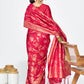 Vellora Rani Pink Banarasi Silk Saree with Golden Floral Zari | Swadesiicart