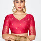 Vellora Rani Pink Banarasi Silk Saree with Golden Floral Zari | Swadesiicart