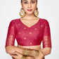 Vellora Rose Pink Banarasi Silk Saree with Antique Zari Border | Swadesiicart