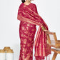 Vellora Rose Pink Banarasi Silk Saree with Antique Zari Border | Swadesiicart