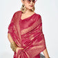 Vellora Rose Pink Banarasi Silk Saree with Antique Zari Border | Swadesiicart