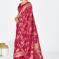 Vellora Rose Pink Banarasi Silk Saree with Antique Zari Border | Swadesiicart