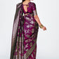 Vellora Wine Banarasi Silk Saree with Heavy Traditional Zari | Swadesiicart