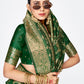 Vellora Emerald Green Banarasi Silk Saree with Rich Golden Zari Weaving | Swadesiicart
