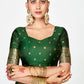 Vellora Emerald Green Banarasi Silk Saree with Rich Golden Zari Weaving | Swadesiicart