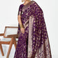 Vellora Plum Purple Banarasi Silk Saree with Traditional Floral Zari Pattern | Swadesiicart