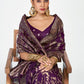 Vellora Plum Purple Banarasi Silk Saree with Traditional Floral Zari Pattern | Swadesiicart