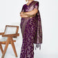 Vellora Plum Purple Banarasi Silk Saree with Traditional Floral Zari Pattern | Swadesiicart