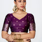 Vellora Plum Purple Banarasi Silk Saree with Traditional Floral Zari Pattern | Swadesiicart