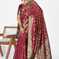Vellora Wine Red Banarasi Silk Saree with Antique Golden Zari Work | Swadesiicart