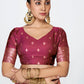 Vellora Wine Red Banarasi Silk Saree with Antique Golden Zari Work | Swadesiicart