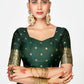 Vellora Bottle Green Banarasi Silk Saree with Elegant Zari Border | Swadesiicart