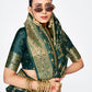 Vellora Bottle Green Banarasi Silk Saree with Elegant Zari Border | Swadesiicart