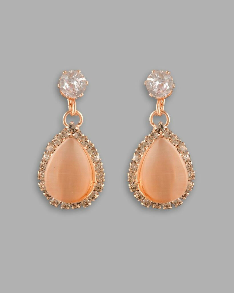 VOJ Gold-Polished Yellow Stone With AD Stone Studded Chain Set - Swadesiicart