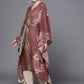 Ahalyaa Women Maroon Floral Printed Flared Sleeves Kaftan Kurta | Swadesiicart