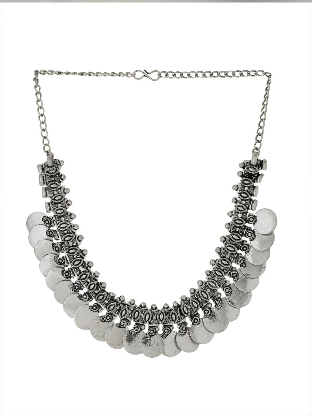 NVR Women Silver-Plated Oxidised Necklace | Swadesiicart