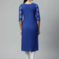 Ahalyaa Womens Beautiful Royal Blue Pure Cotton Printed Kurtas | Swadesiicart