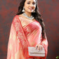 Lorenvalley Fashion Peach Cotton Woven Design with Zari Weaving Design Saree - Swadesiicart