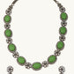 Nuyug Antique Silver Plated Crystal Studded Faux Jade Stones Embellished Necklace Set | Swadesiicart