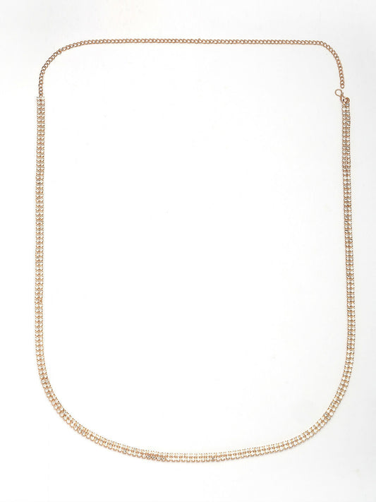 NVR Women's Rose Gold-Polished AD-Studded Double Layered Kamarbandh Waist Chain | Swadesiicart