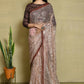 Brown Net Sequence Embroidered Festive Saree - Nimaya Denzy