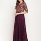 Ahalyaa Women Crepe Wine Colour Glitter Print Kurta | Swadesiicart