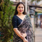 Black Poly Georgette Ethnic Motifs Saree with Unstitched Blouse - Hiral Fashion | Swadesiicart