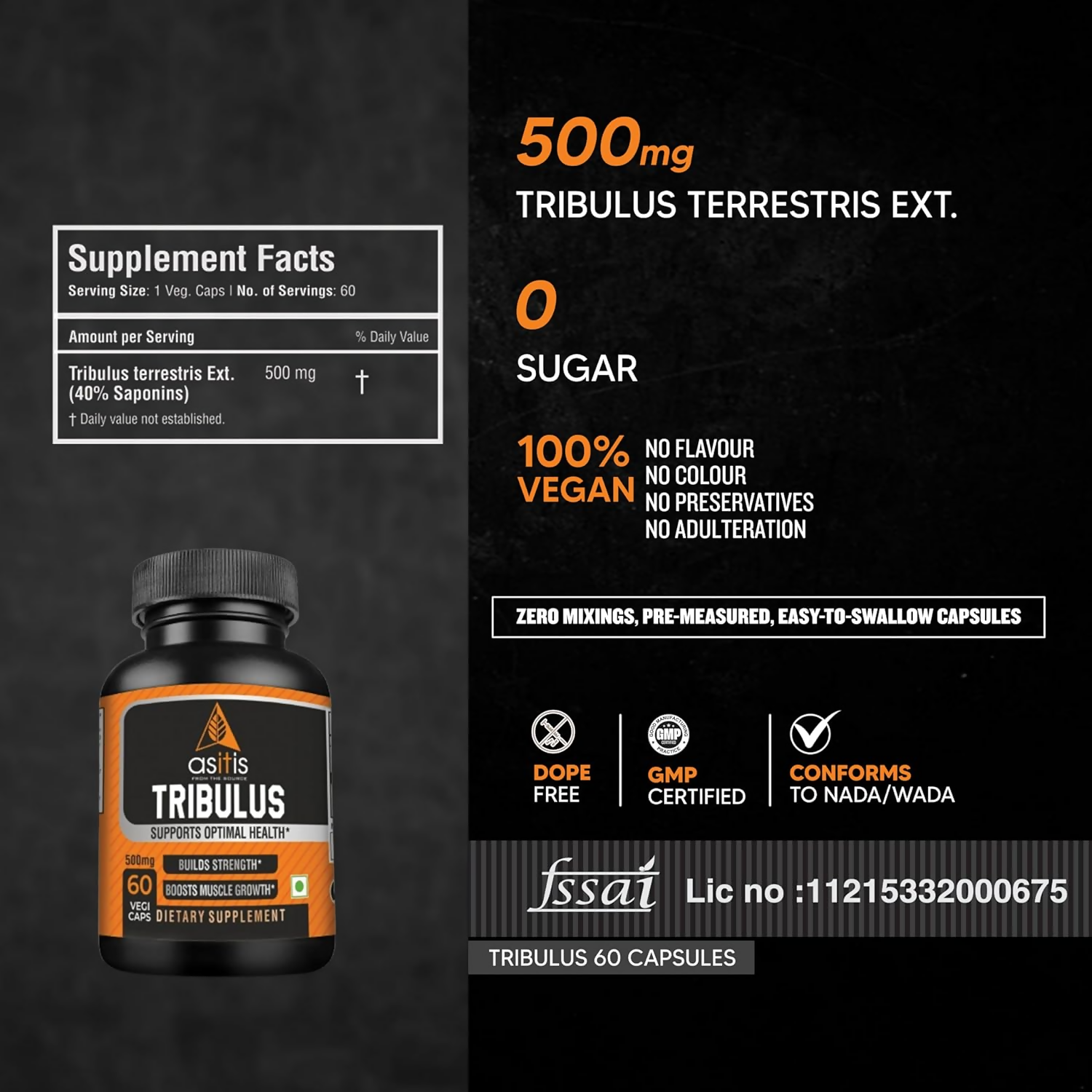 AS-IT-IS Nutrition Tribulus Capsules | Swadesiicart
