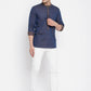 Even Apparels Pure Cotton Blue Men's Kurta With Band Collar | Swadesiicart