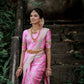 DEIANA'S Beautiful Designer Golden zari Soft Lichi Silk Saree - Baby pink - Swadesiicart