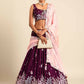 House of Panchhi Burgundy Georgette Sequins and thread embroidery Lehenga choli & Dupatta | Swadesiicart