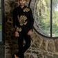 Black Bandhgala With Embroidery-Leaves by Hilo Design