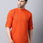 Even Apparels Orange Pure Cotton Men's Kurta With Side Placket | Swadesiicart