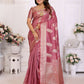 Aastha Fashion Dusty Rose Soft Organza Silk Weaving Saree