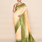 Joban Fashion Light Yellow & Parrot Green Plain With Weaving Border Banarasi Silk Sarees | Swadesiicart