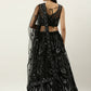 House of Panchhi Women Black Net Sequins Embroidered Lehenga & Blouse with Dupatta | Swadesiicart